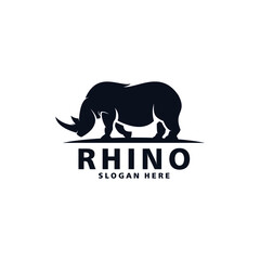 Rhino logo vector with dark color and white background.