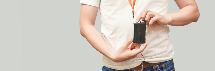 Men in translation center. Set for telemarketing. Male manager customer. Listening operator. Studio...