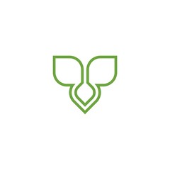 Flower or leaf icon logo, abstract, simple