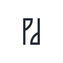 PD letter design logo, abstract, minimalist, simple.