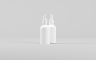White Plastic Spray Bottle Mockup 3D Illustration