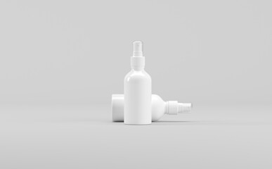 White Plastic Spray Bottle Mockup 3D Illustration