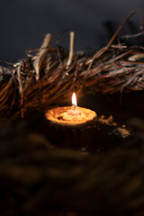 birthday cake with a candle, background for congratulations