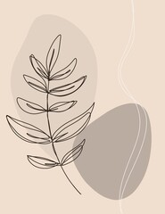 Hand drawn background oneline leaf
