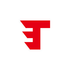 letter t abstract fast motion geometric logo vector