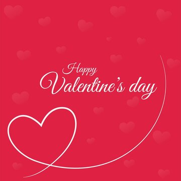 happy valentines day. valentines greeting card with heart line on red background