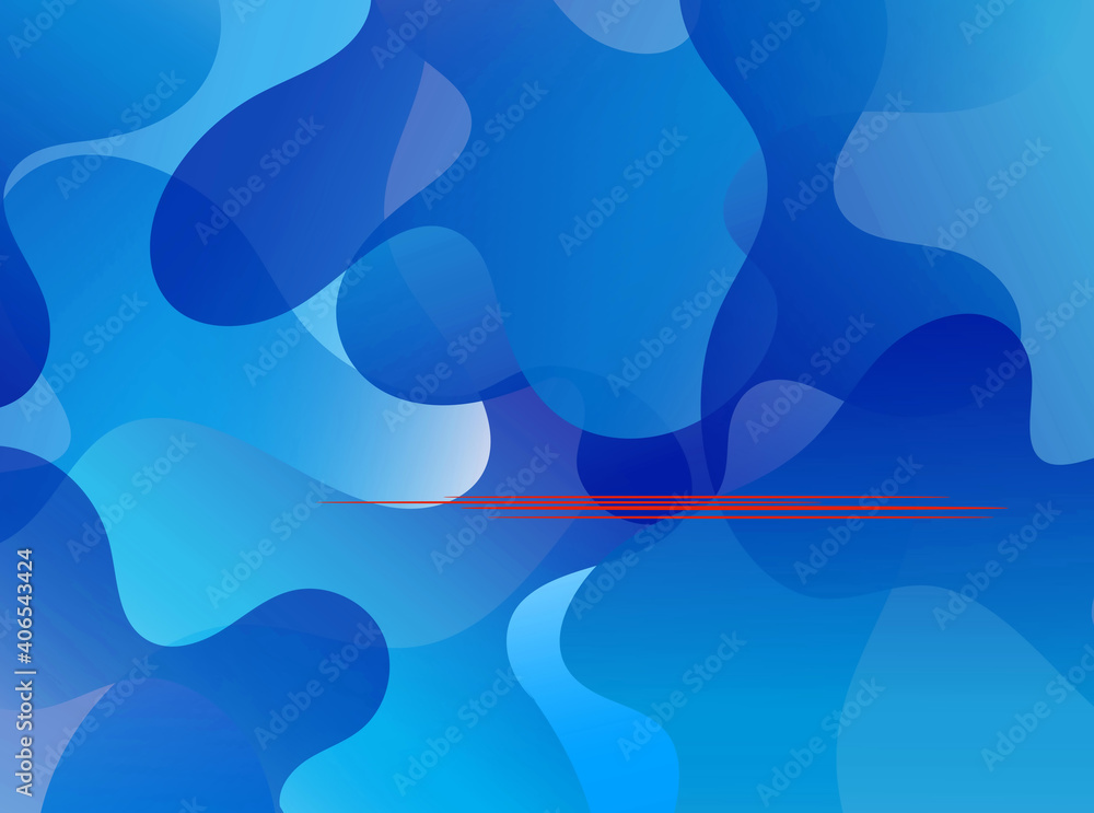 Poster abstract design with fluid shapes on blue gradient background