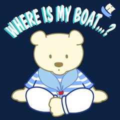 Fototapeta na wymiar Illustration vector cute teddy bear marine with boat for fashion design or other products.