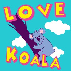 Illustration vector cute koala and friend with text and background for fashion design or other products.