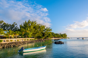 Naklejka na ściany i meble Boats on the sea - Mauritius