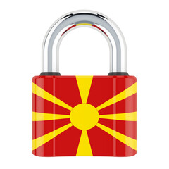 Padlock with Macedonian flag, 3D rendering