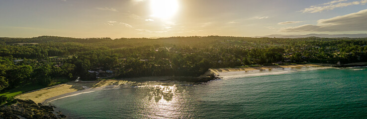 Sunday headland panorama sunset at the beach