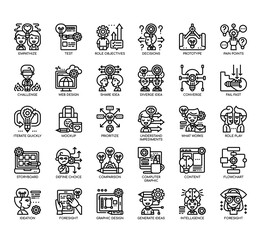 Set of Design Thinking thin line and pixel perfect icons for any web and app project.