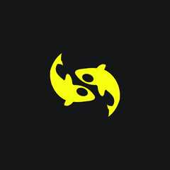 logo icon fish animal sea templet vector