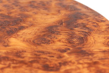 Close up detail shot of finished redwood. Old growth redwood burl.