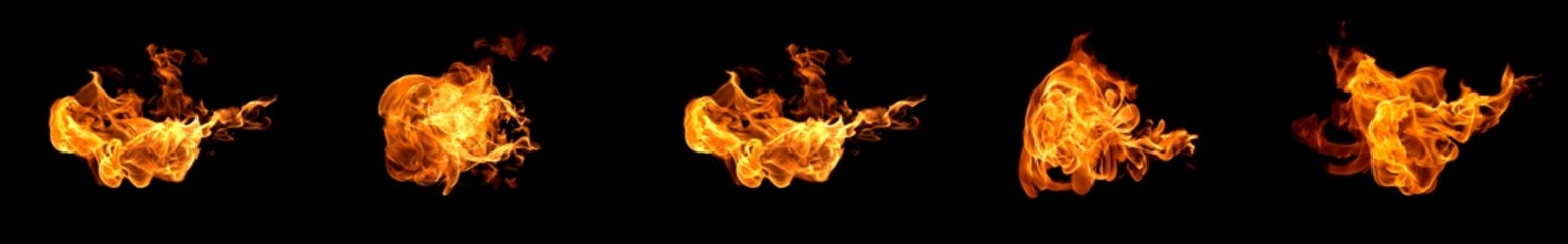 Fire flames on a black background