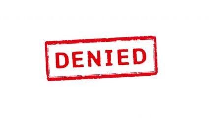 Denied Text Stamp effects Animation on White Background and Green Screen
