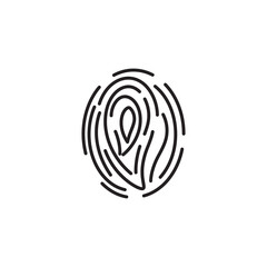 Fingerprint icon, black isolated on white background, vector illustration.