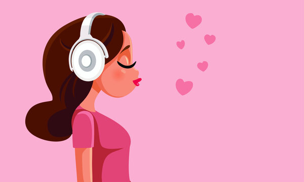 Happy Woman Listening to Romantic Music