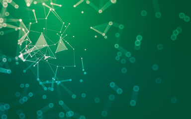 Abstract background. Molecules technology with polygonal shapes, connecting dots and lines. Connection structure. Big data visualization.