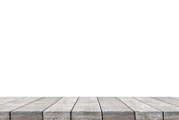 Empty wooden table  on wood background, used for display your products.