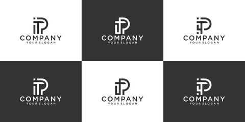 Set of creative monogram letter tp logo template