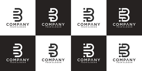 Set of monogram creative letter eb logo template. icons for business of luxury, elegant, simple