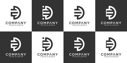 Set of creative monogram letter DE logo design inspiration