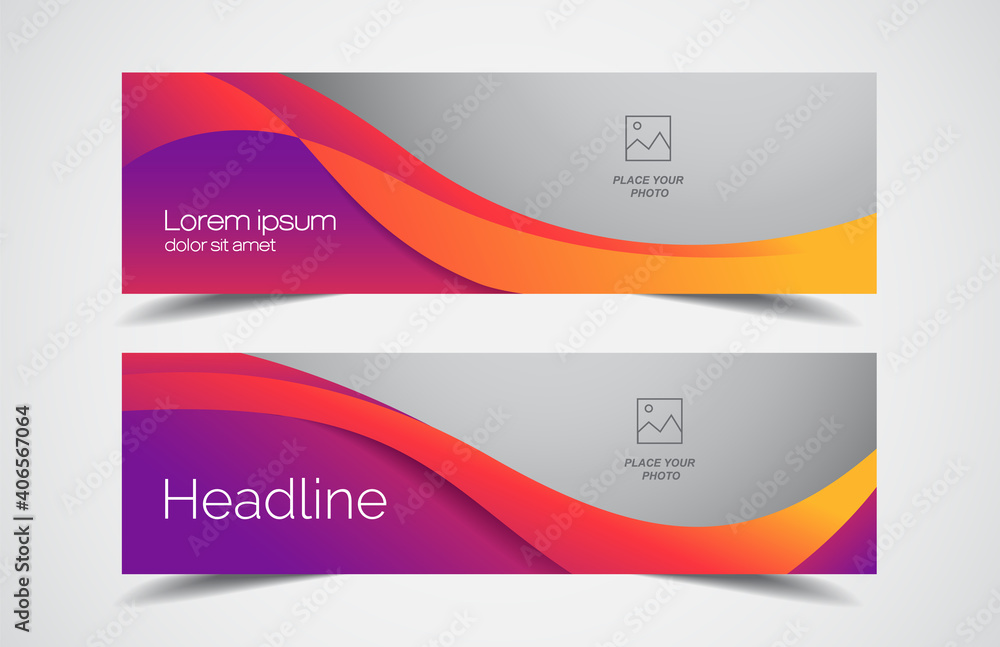 Wall mural set of modern design - vector web banners design background or header templates, horizontal advertis