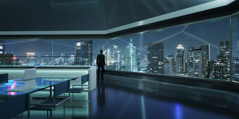 3d rendering businessman stand in office