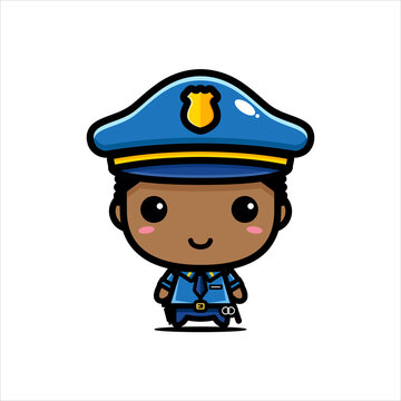 Character design of cute afro boy as cop