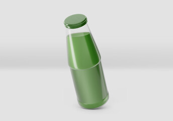 Juice Glass Bottle Mockup, 3d Rendering on light background, Fresh juice package design