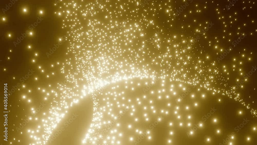 Poster infinite loop simple gold particle background animation with wave