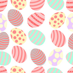 Vector seamless pattern with colored eggs for the Easter holiday.
