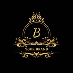 Initial letter B with leaf logo vector concept element, letter B logo with floral ornament