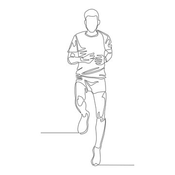 Continuous one single line of man warming up before exercise vector.