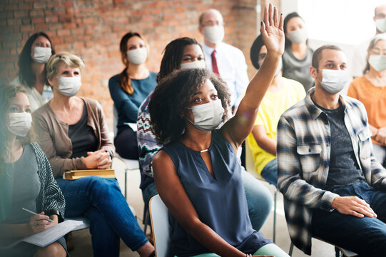 People wearing mask during workshop in the new normal