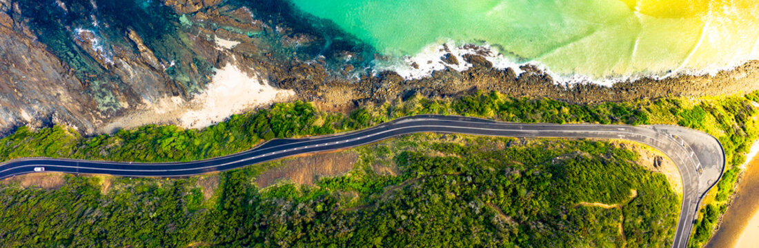 panorama of the great ocean road, the road to happiness