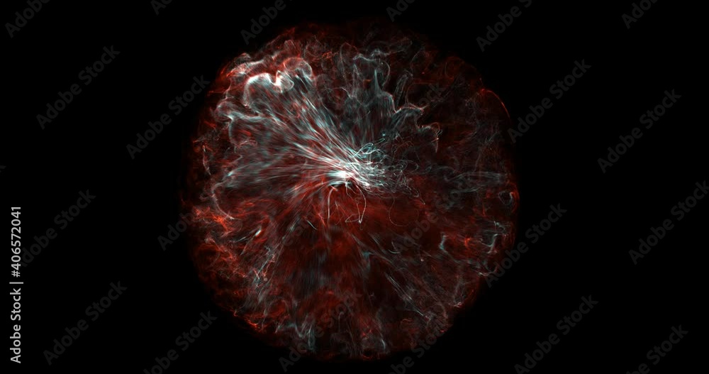 Poster exploding energy and smoke flowing in a rhythmic pattern inside a globe, sphere or orb. psychedelic 