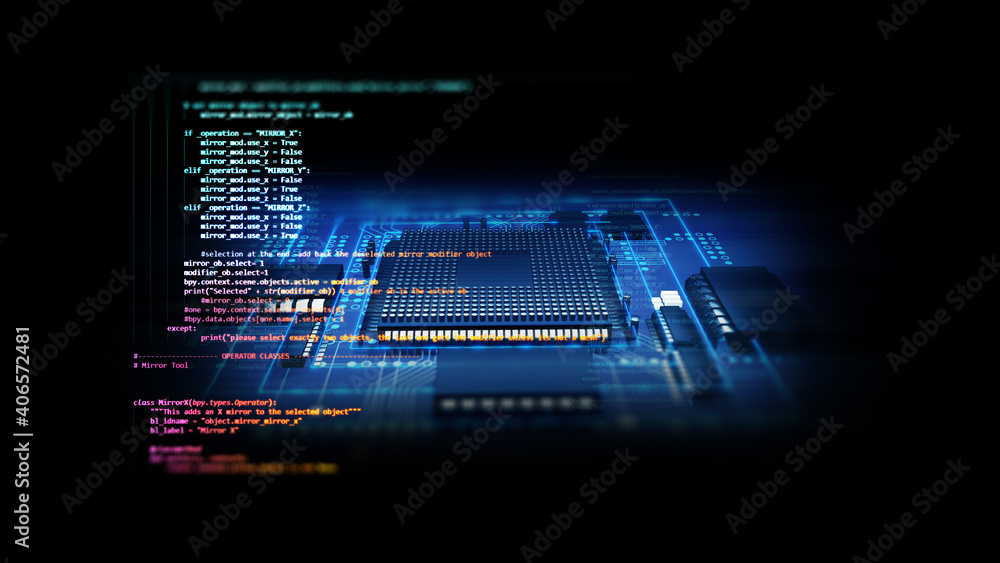 Aufkleber Programming code abstract technology background of software developer and  Computer script 3d illustration