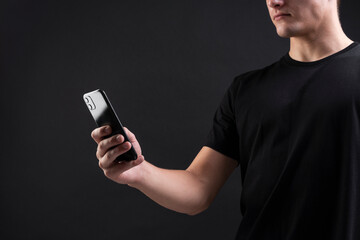 Businessman holding  a smartphone innovative future technology