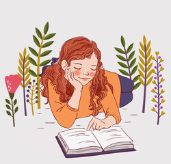 Cute girl reading a book