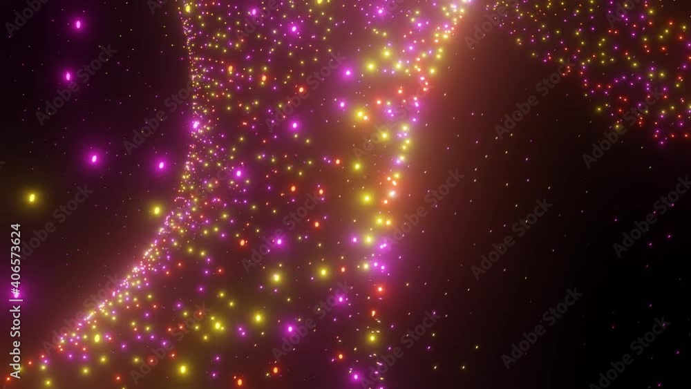 Poster infinite loop simple colorful particle background animation with wave