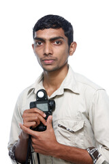 man with light meter