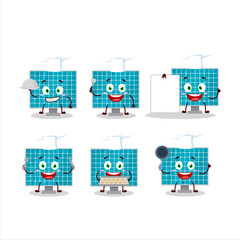 Naklejka na ściany i meble Cartoon character of solar panel with various chef emoticons