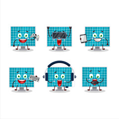 Solar panel cartoon character are playing games with various cute emoticons