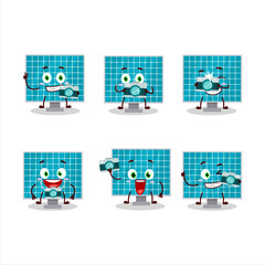 Fototapeta premium Photographer profession emoticon with solar panel cartoon character