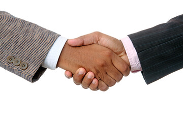 business handshake isolated on white