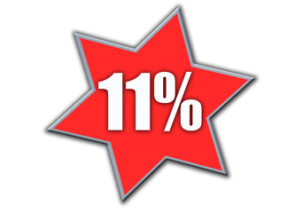 11 Percent off 3d Sign on White Background, Special Offer 11% Discount Tag, Sale Up to 11 Percent Off,big offer, Sale, Special Offer Label, Sticker, Tag, Banner, Advertising, offer Icon