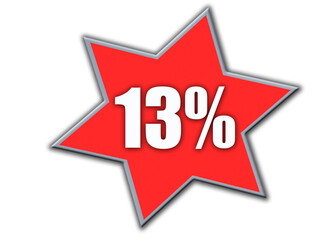 13 Percent off 3d Sign on White Background, Special Offer 13% Discount Tag, Sale Up to 13 Percent Off,big offer, Sale, Special Offer Label, Sticker, Tag, Banner, Advertising, offer Icon